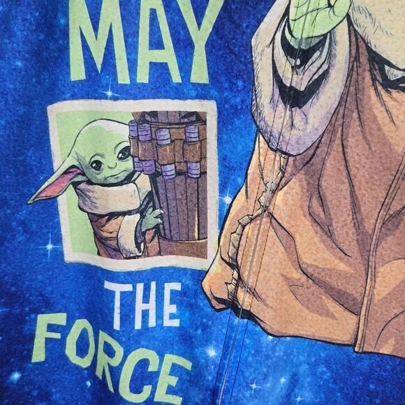 Star Wars Baby Yoda Kids 14/16 Microfleece One Piece Union Suit Pajamas Winter - Picture 4 of 11